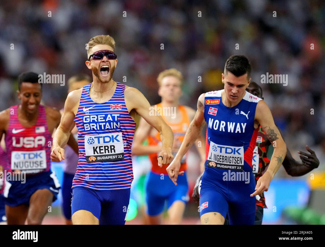 Great Britain's Josh Kerr (left) wins the Men's 1500 Metres Final on