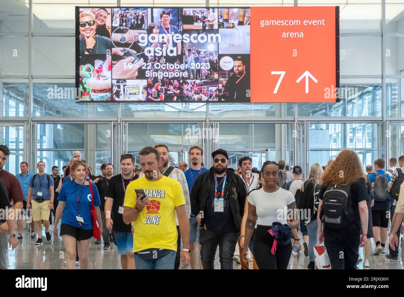 Opening day of Gamescom, the world's largest trade fair for computer and video games in Cologne from 23-27 August 2023. Stock Photo