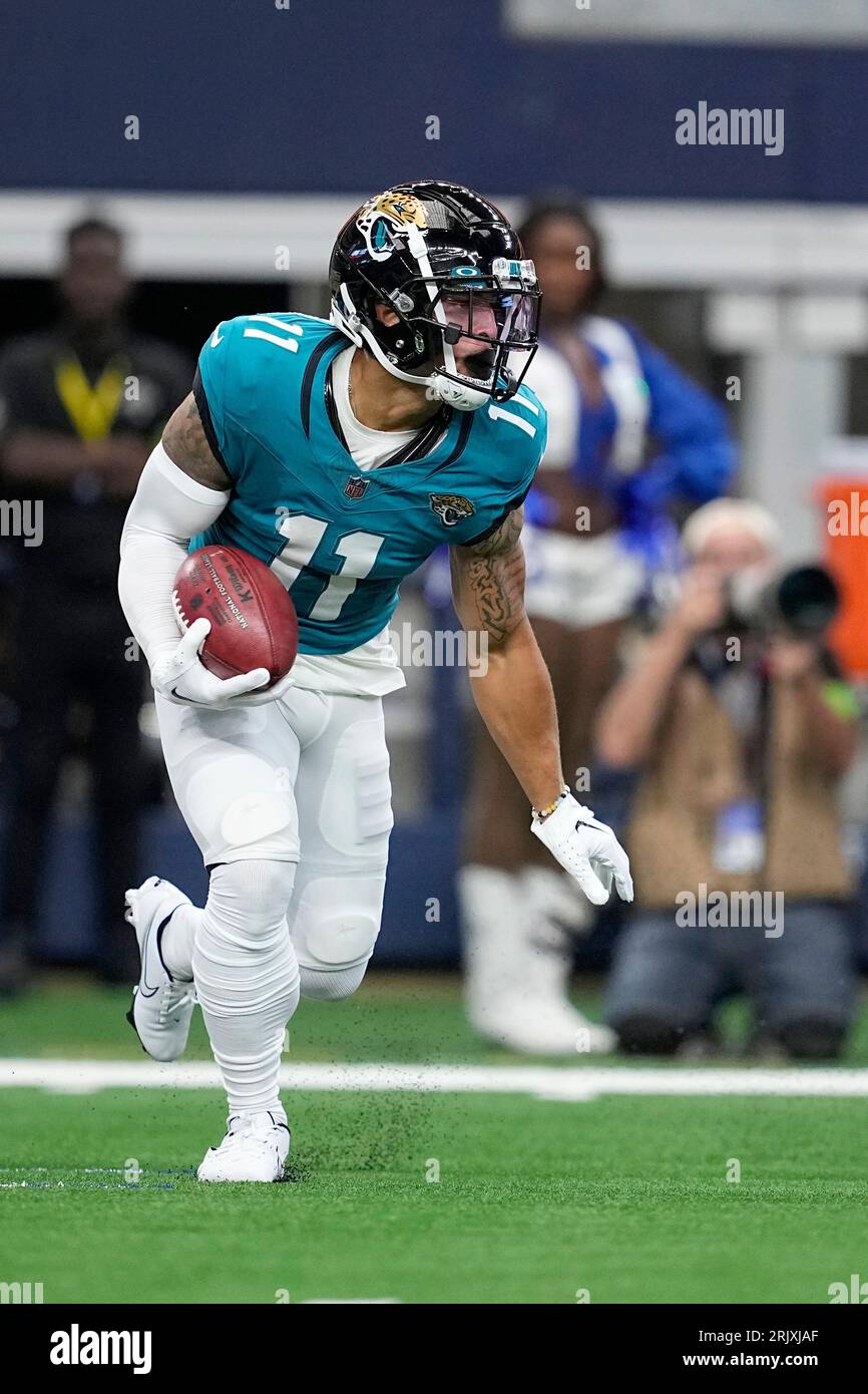 Dallas Cowboys wide receiver Aaron Parker (18) runs after a reception  during an NFL football practice in Frisco, Thursday, June 3, 2021. (AP  Photo/Michael Ainsworth Stock Photo - Alamy