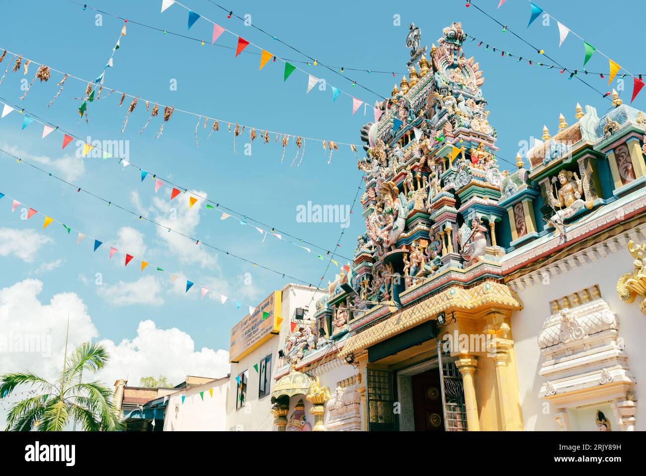 Penang, Malaysia - July 6, 2023 : Georgetown Little India district Sri Maha Mariamman Temple Stock Photo