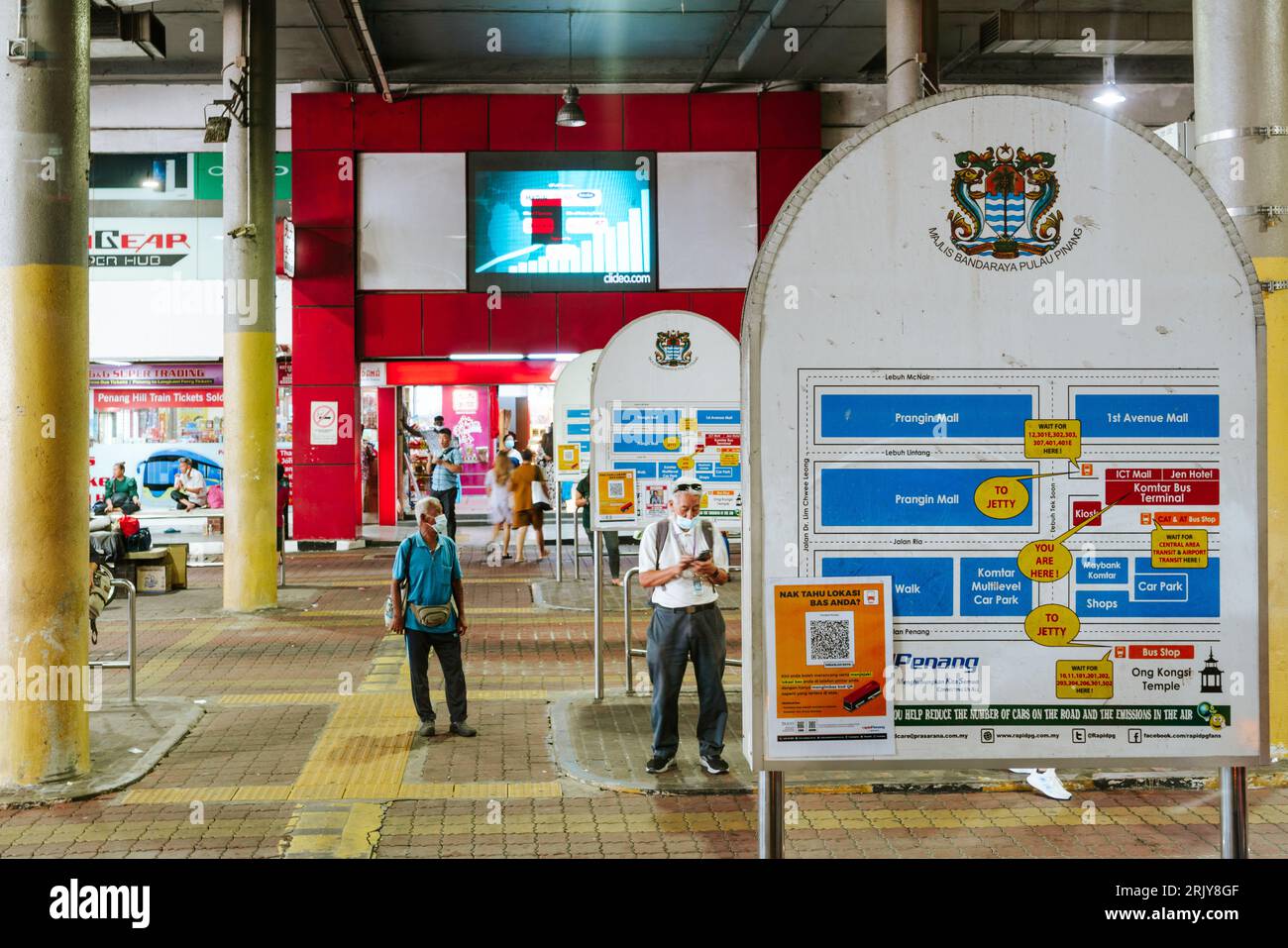 Penang, Malaysia - July 6, 2023 : Georgetown Komtar bus terminal Stock Photo