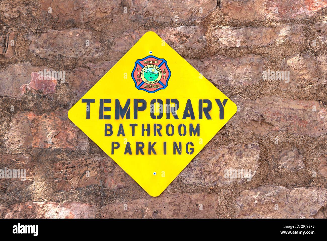 sign on wall for temporary bathroom parking public toilets usa jerome