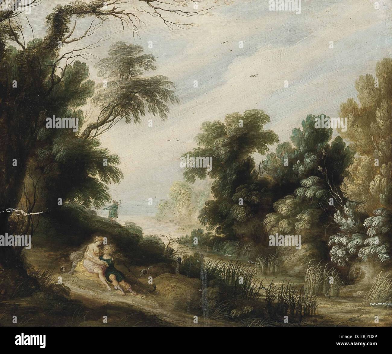 Wooded river landscape with Venus and Adonis between 1620 and 1652 by ...