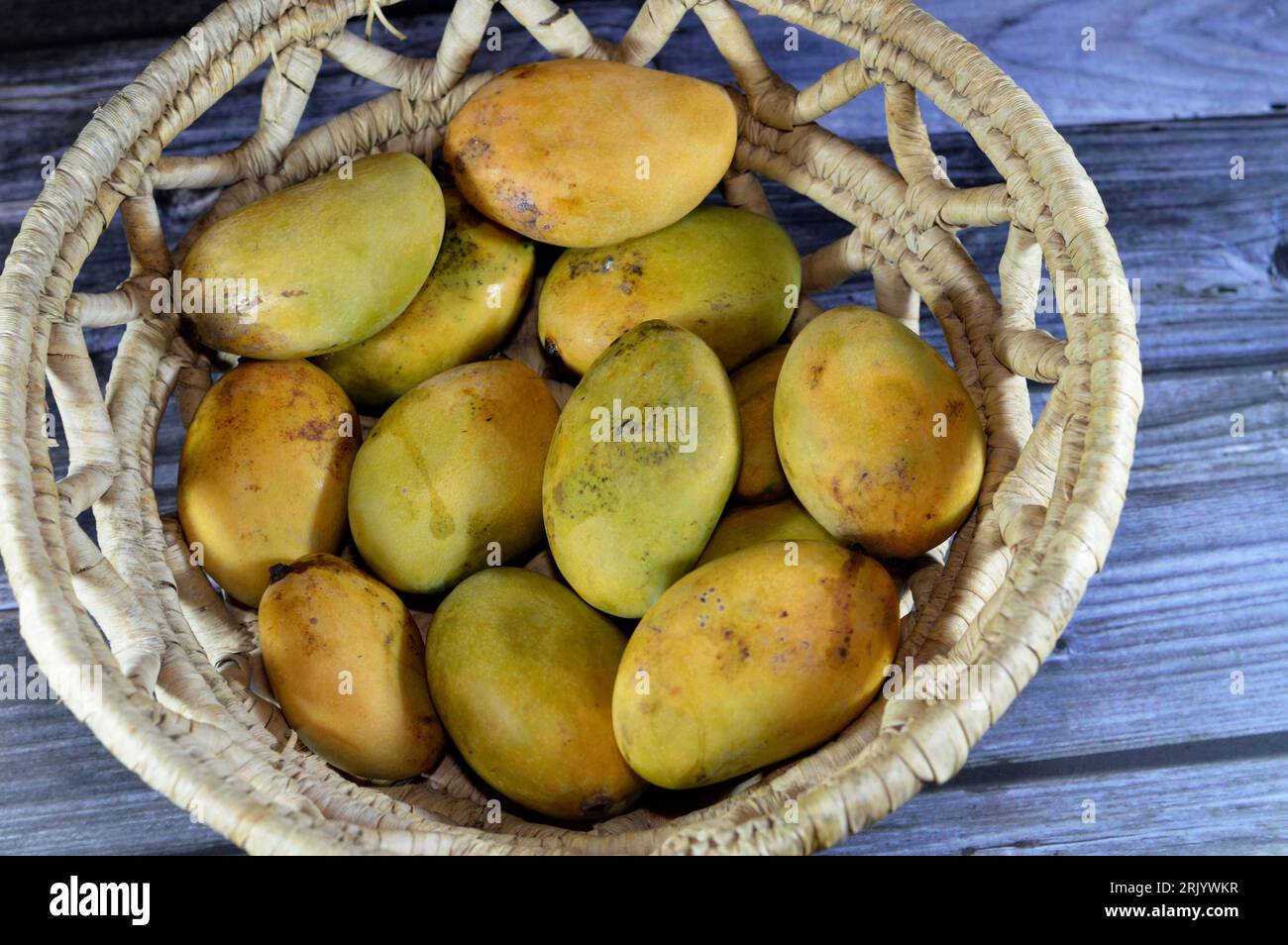 Pile of Egyptian fresh mango fruit with tropical delicacy, mangoes are