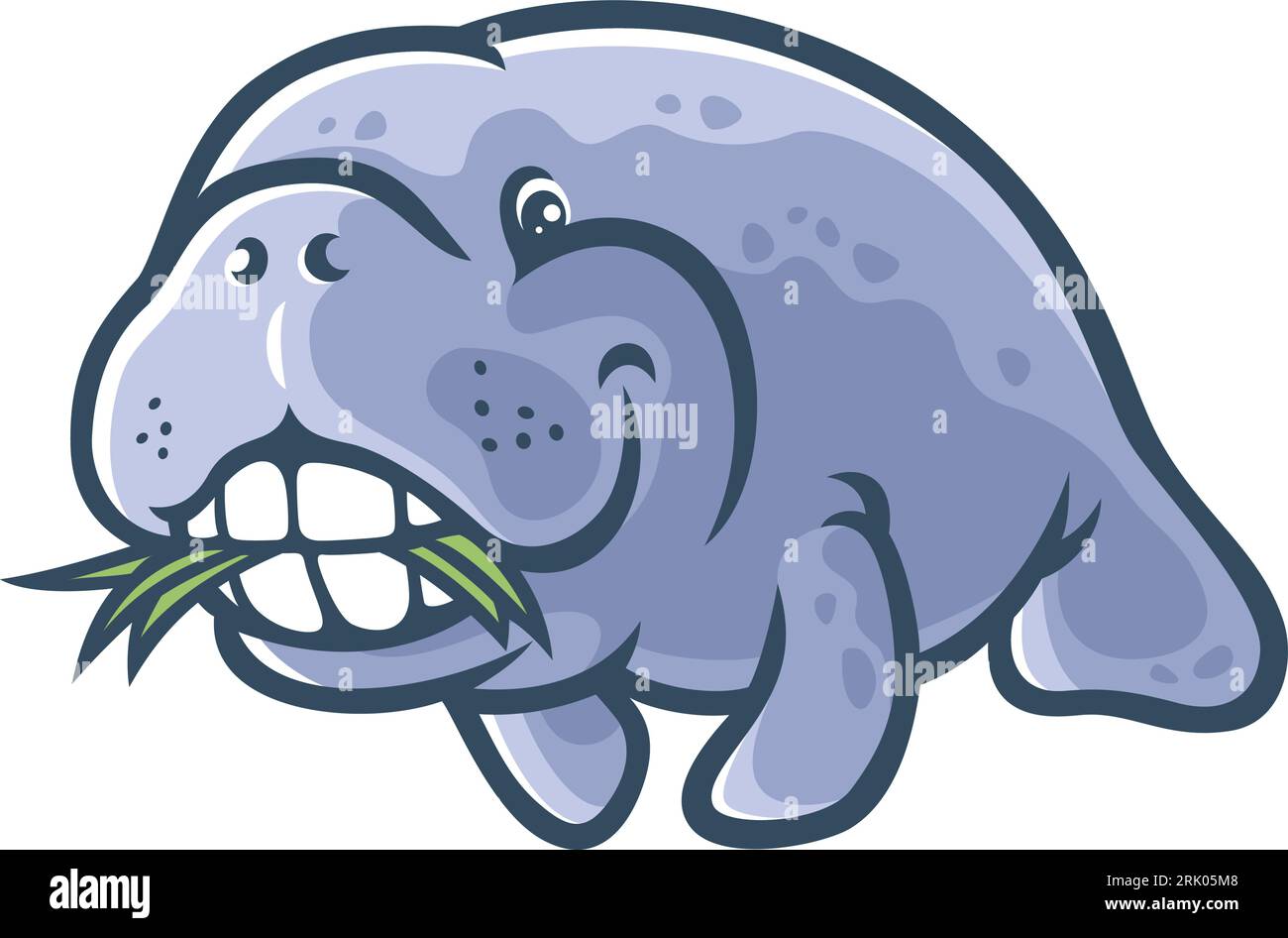 Cute Cartoon Manatee Eating Sea Grass Stock Vector Image & Art - Alamy