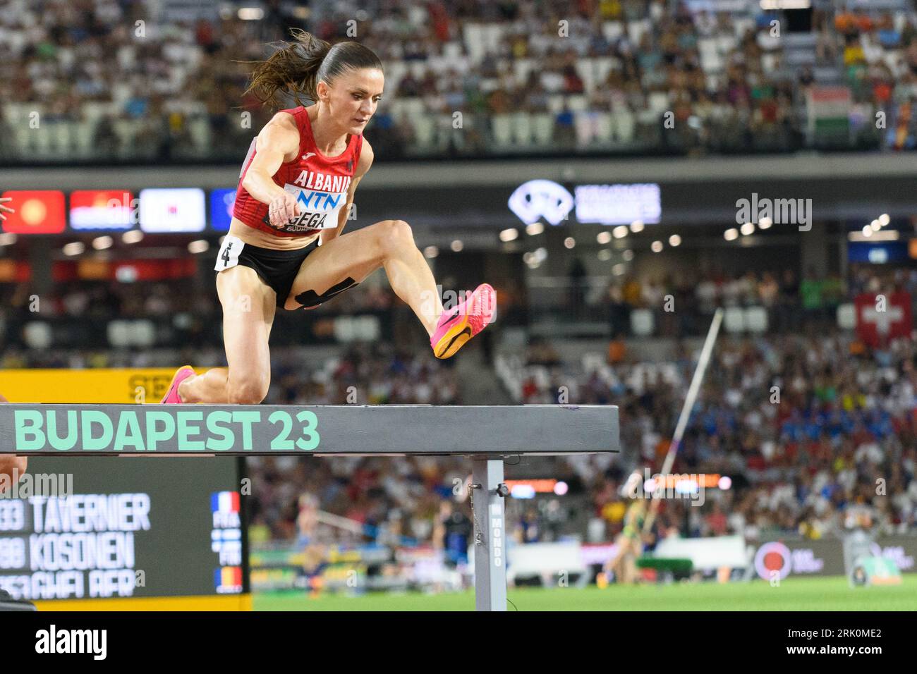 Budapest, Hungary. 23rd Aug, 2023. Luiza Gega (Albania) during the 3000 metres steeplechase heats during the world athletics championships 2023 at the National Athletics Centre, in Budapest, Hungary. (Sven Beyrich/SPP) Credit: SPP Sport Press Photo. /Alamy Live News Credit: SPP Sport Press Photo. /Alamy Live News Stock Photo