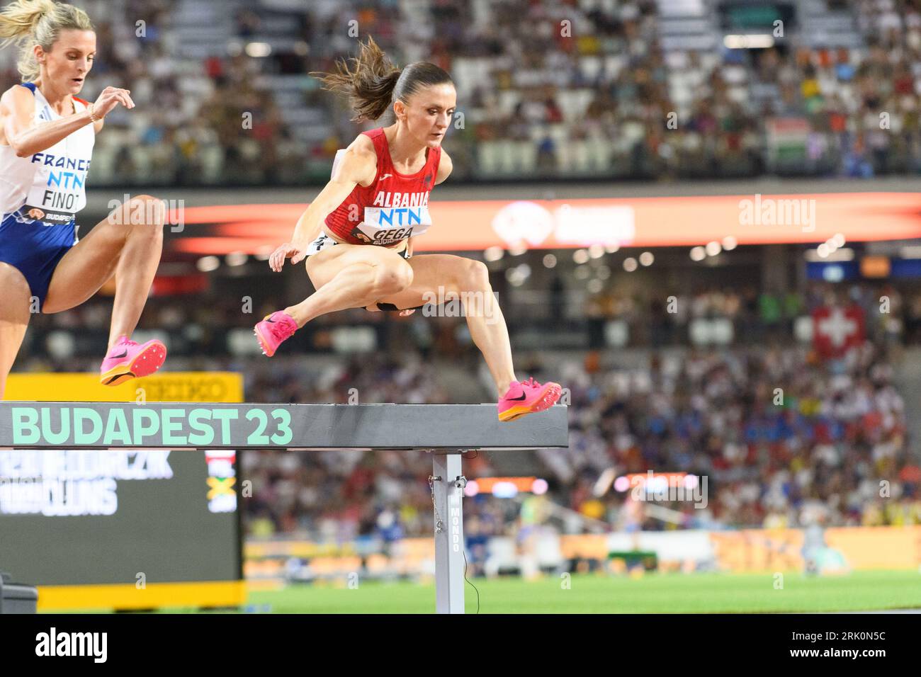 Budapest, Hungary. 23rd Aug, 2023. Luiza Gega (Albania) during the 3000 metres steeplechase heats during the world athletics championships 2023 at the National Athletics Centre, in Budapest, Hungary. (Sven Beyrich/SPP) Credit: SPP Sport Press Photo. /Alamy Live News Credit: SPP Sport Press Photo. /Alamy Live News Stock Photo