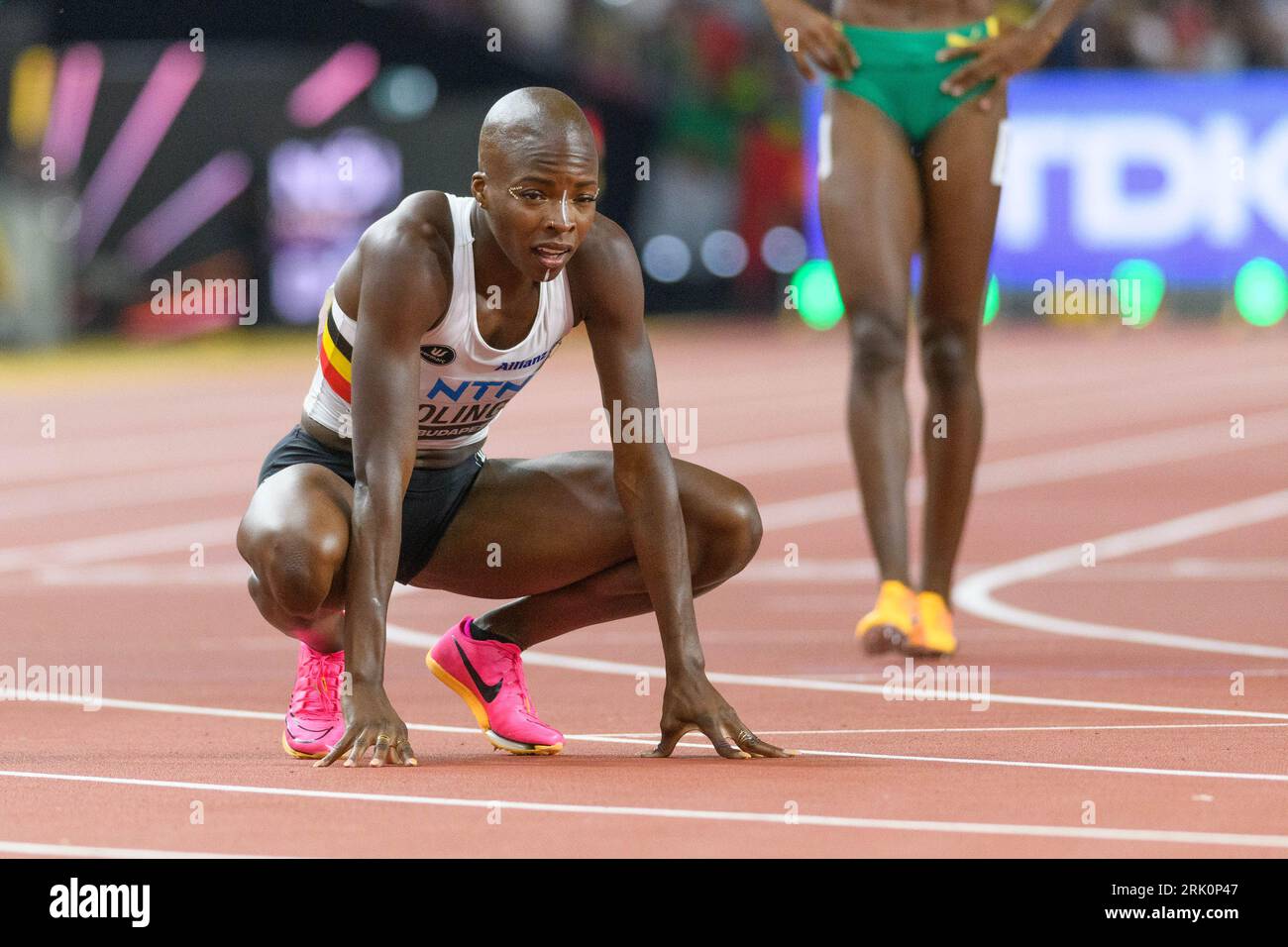 Budapest, Hungary. 23rd Aug, 2023. Cyntha Bolingo (Belgium) after the 400 metres final during the world athletics championships 2023 at the National Athletics Centre, in Budapest, Hungary. (Sven Beyrich/SPP) Credit: SPP Sport Press Photo. /Alamy Live News Credit: SPP Sport Press Photo. /Alamy Live News Stock Photo