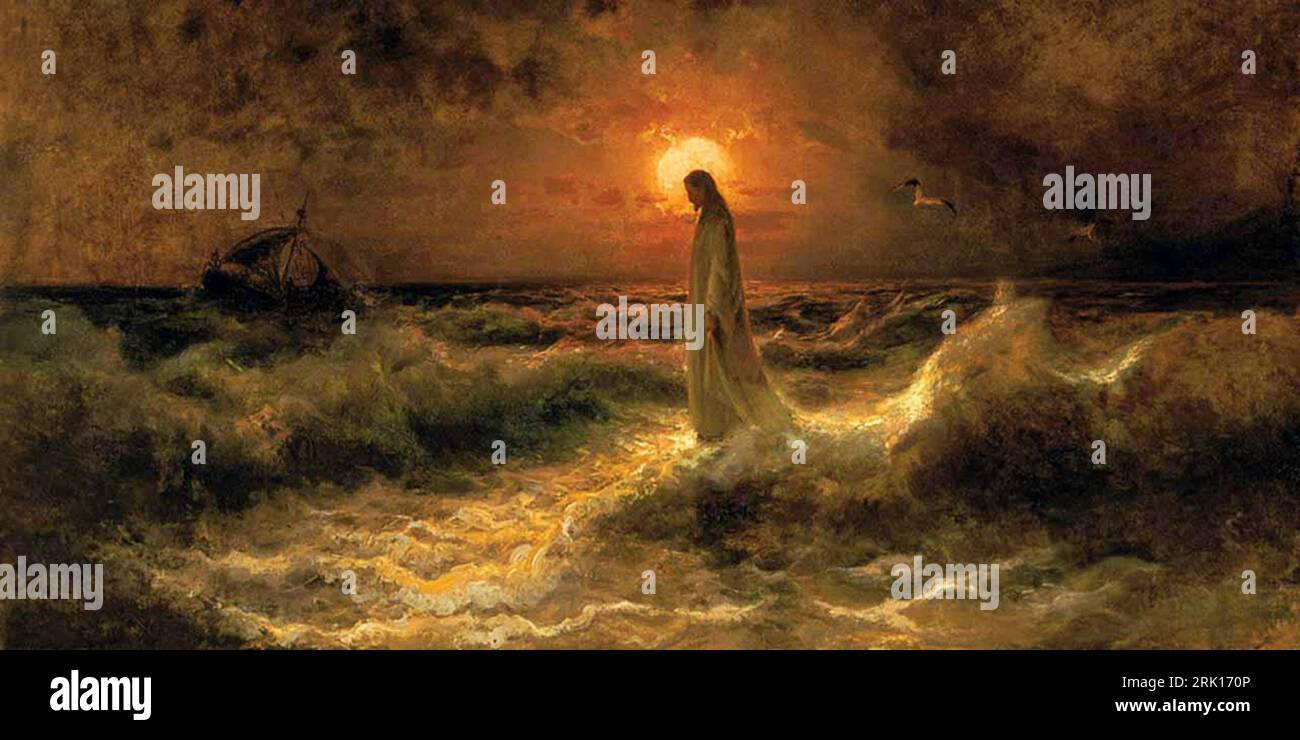 Christ Walking on Water circa 1880 by Julius Sergius von Klever Stock ...