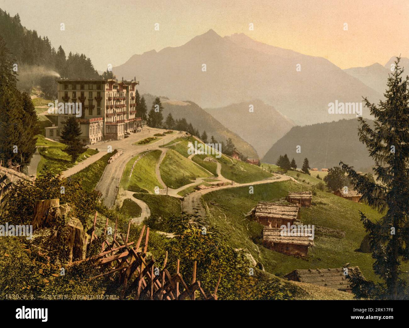 Grand Hotel, Leysin, Vaud, Switzerland 1890. Stock Photo