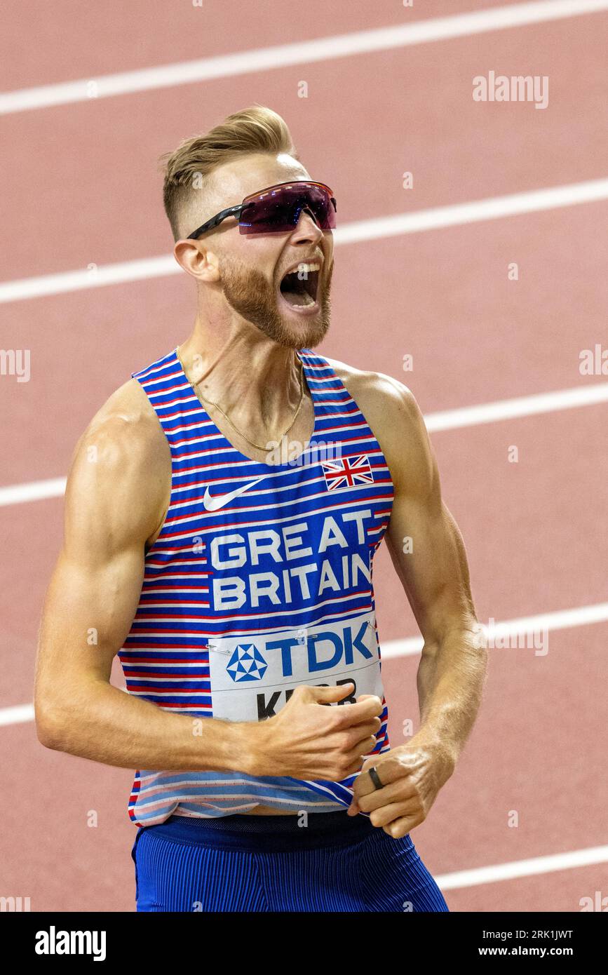 Budapest, Hungary. 23rd Aug, 2023. Josh Kerr of Britain celebrates