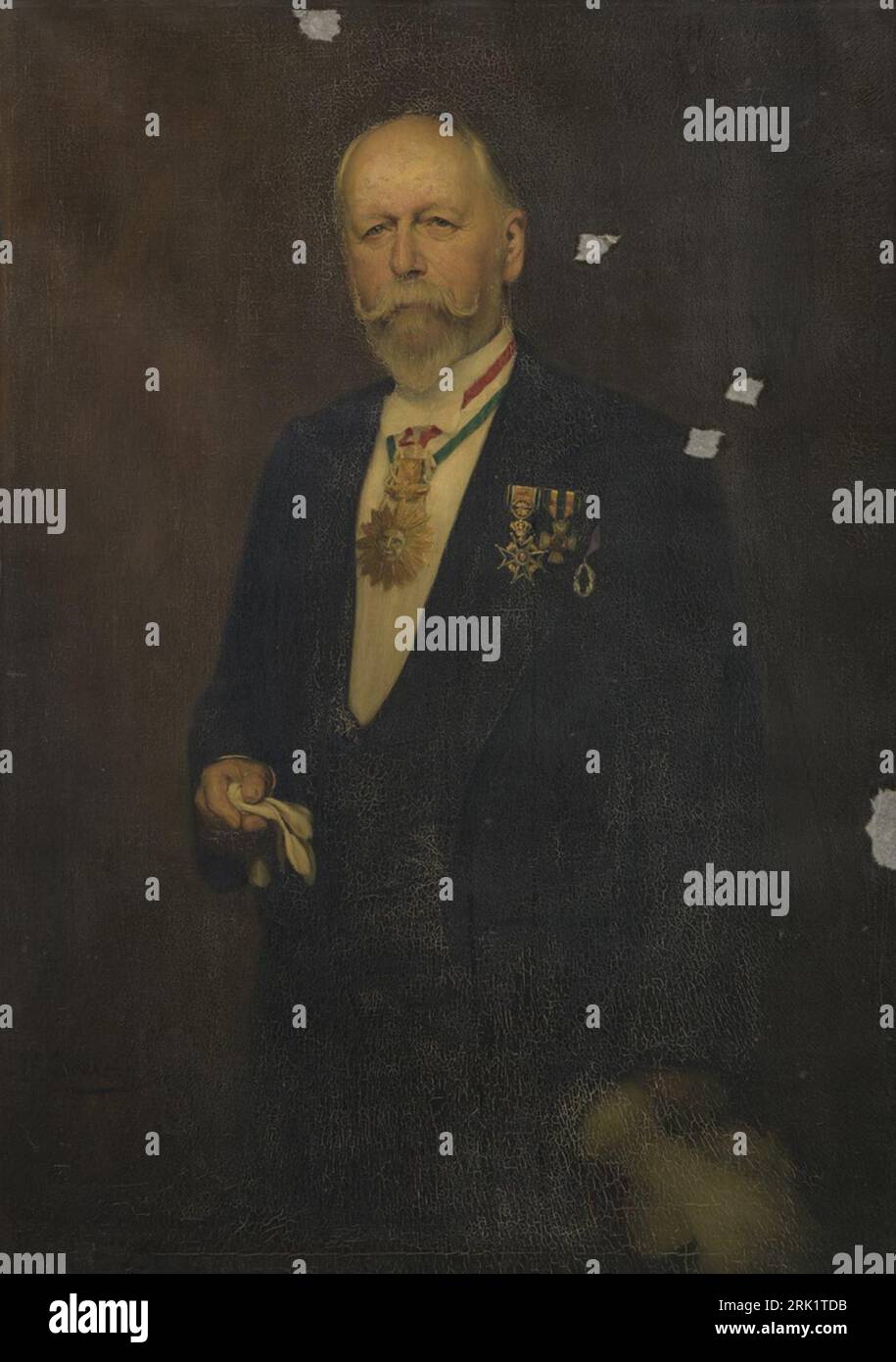 Portret van Joseph Laurent Hubert Polis (1845-1915), erepresident Sociëteit Momus 1906 by Henri Goovaerts Stock Photo