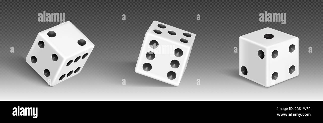 3d casino game play cube roll isolated vector icon. White realistic ...