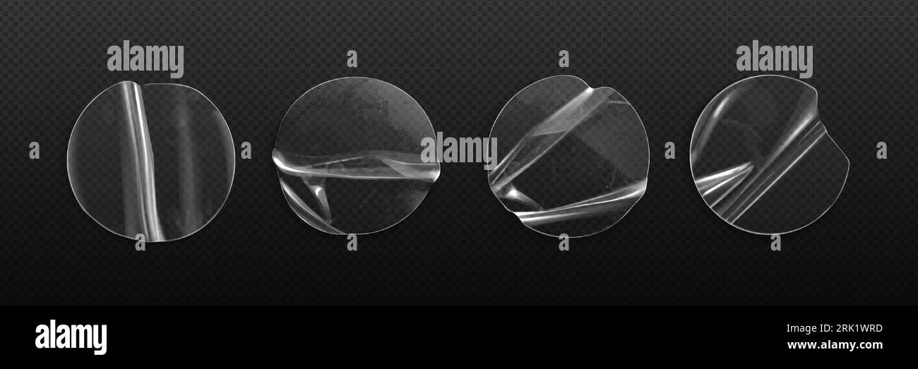 Realistic set of round adhesive plastic patches isolated on transparent