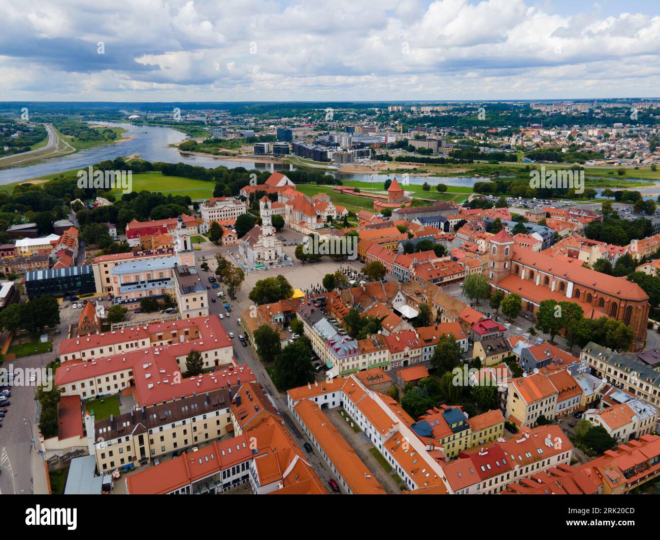 An aerial view of the picturesque town of Kaunas, Lithuania Stock Photo