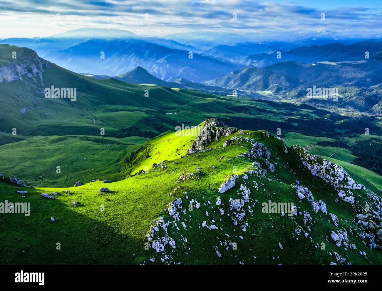 A stunning landscape of lush rolling hills in the mountains, Tavush province, Armenia Stock Photo