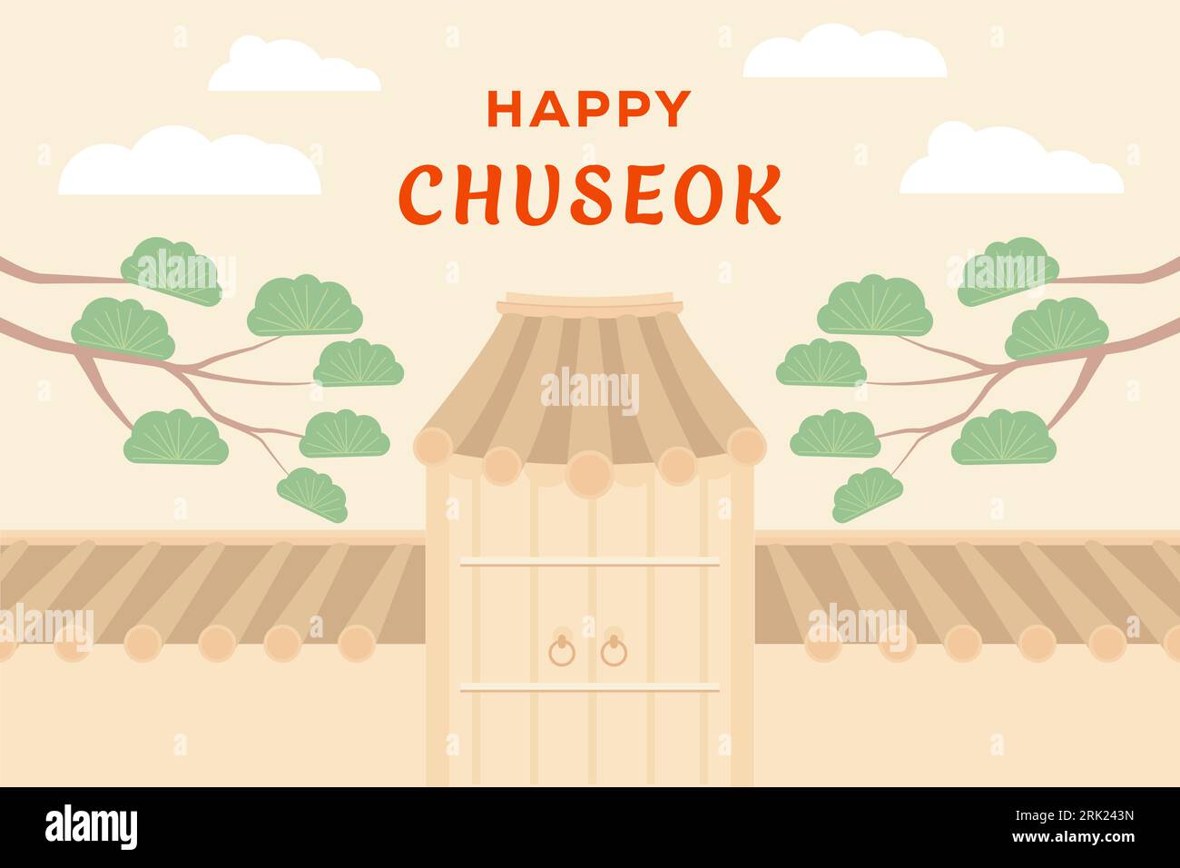 vector flat design happy chuseok illustration concept Stock Vector