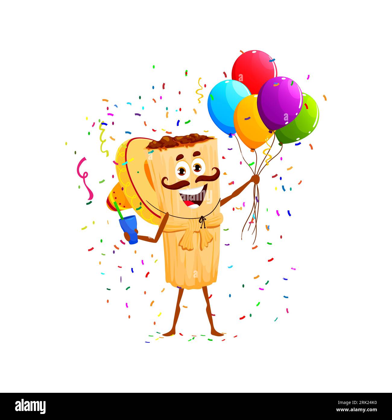 Mexican Tex Mex tamales character on holiday party. Birthday holiday ...