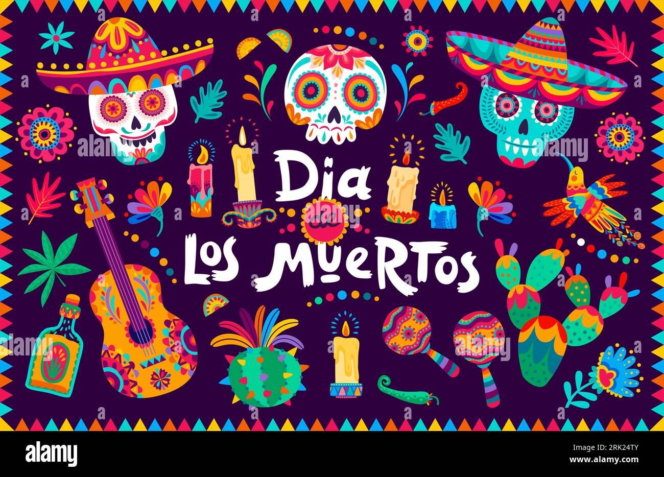 Day of the dead dia de los muertos mexican holiday banner with calavera ...
