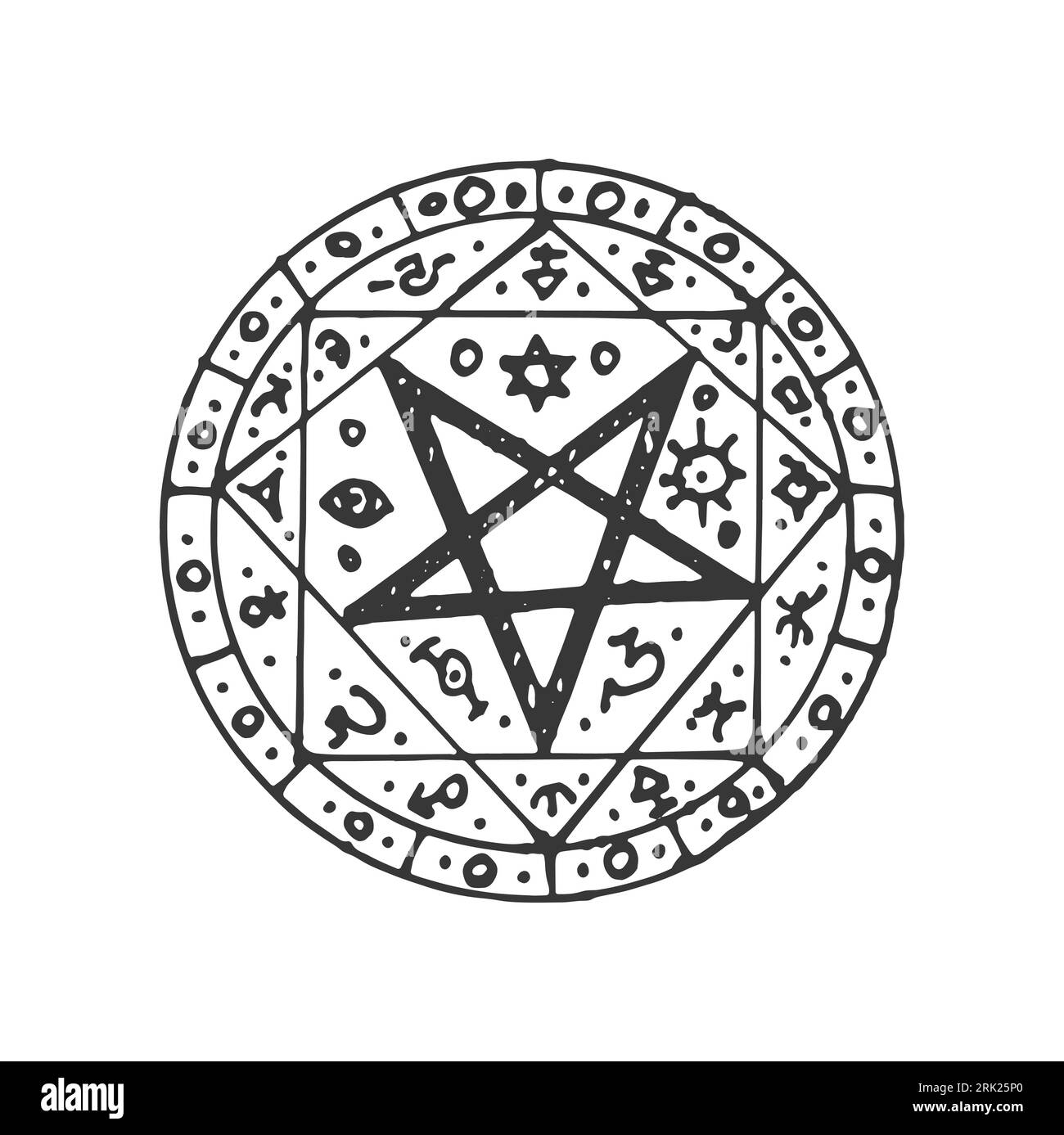 Esoteric amulet, tarot magic circle mason talisman. Vector occult