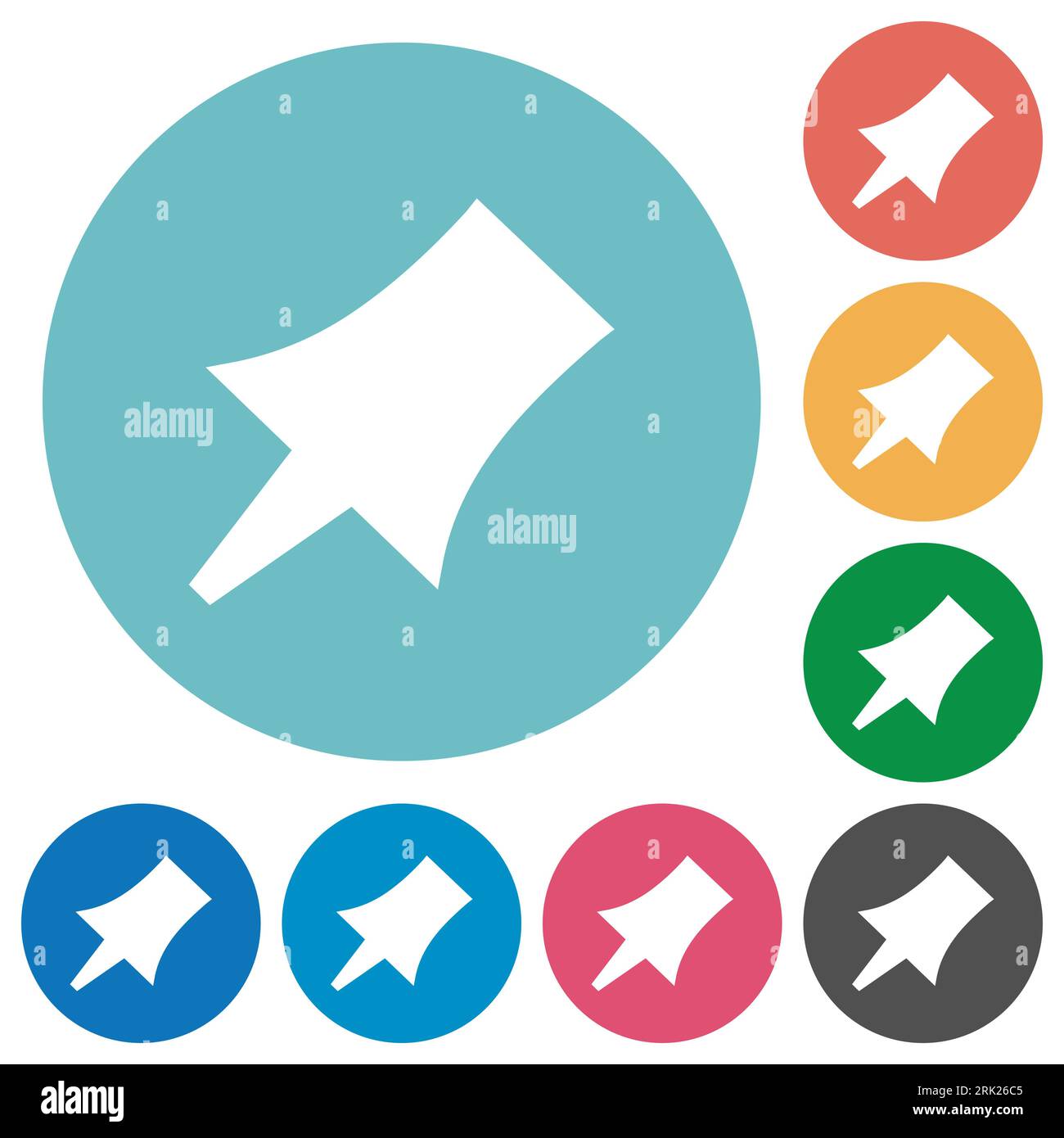Push pin solid flat white icons on round color backgrounds Stock Vector ...
