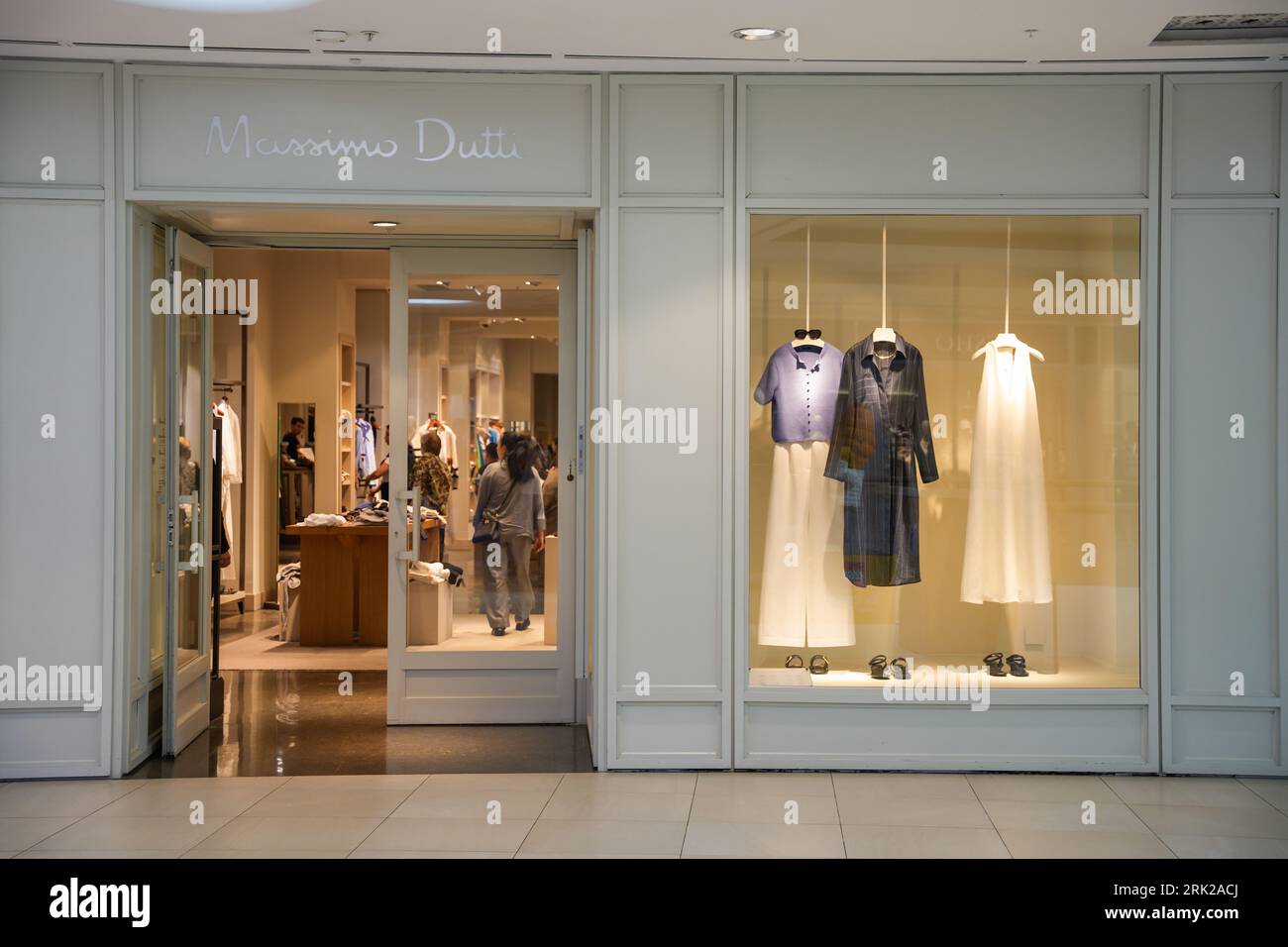 Almaty, Kazakhstan - August 17, 2023: Massimo Dutti retail store in a shopping mall. Clothing brand Stock Photo