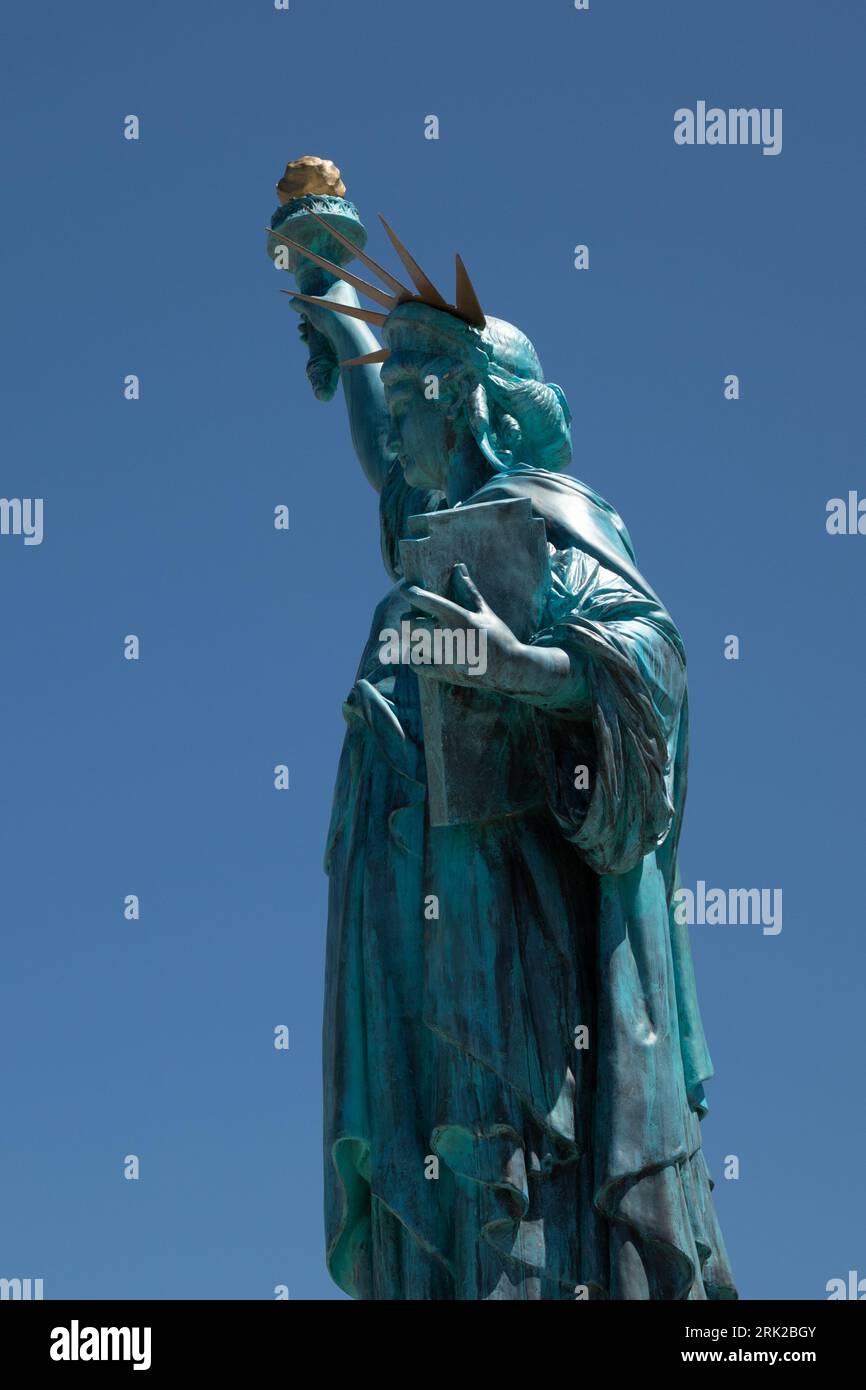 Statue of Liberty usa New York City symbol in blue sky Stock Photo