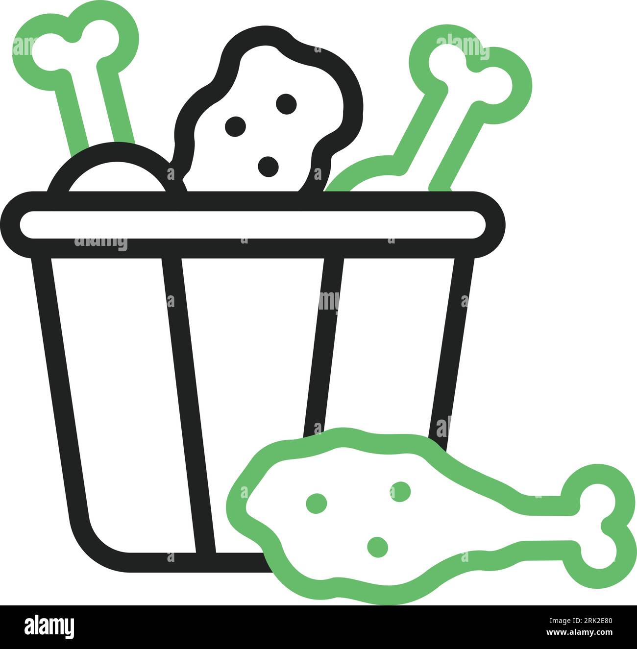Chicken Piece Bucket Icon image. Suitable for mobile application. Stock Vector