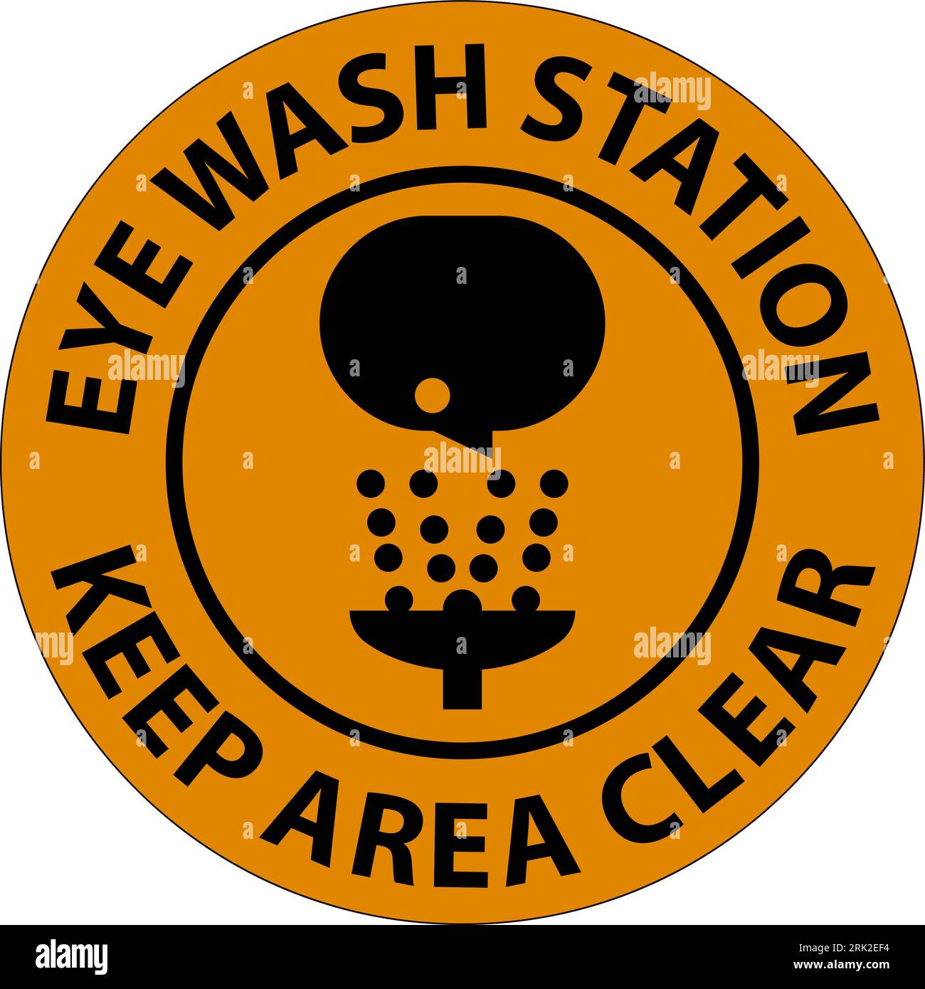 Floor Sign Eye Wash Station - Keep Area Clear Stock Vector