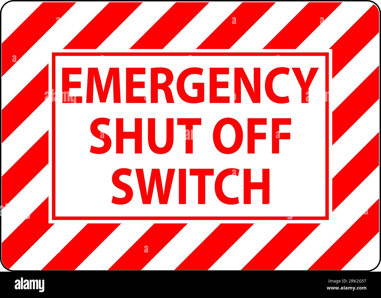 Automatic start hazard sign emergency shut off switch stock vector