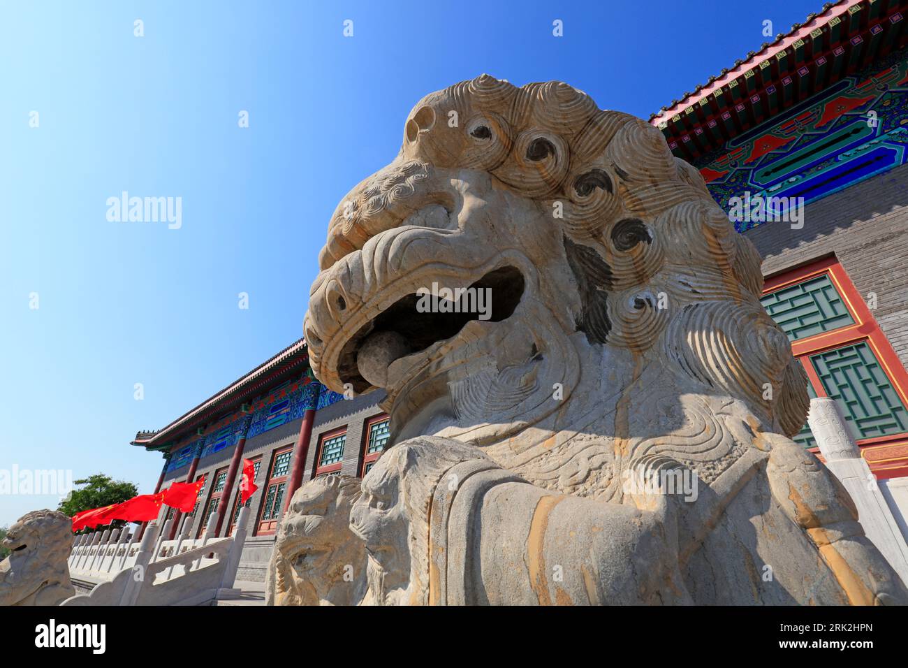 Ancient Chinese stone lion sculpture in a scenic area Stock Photo Alamy