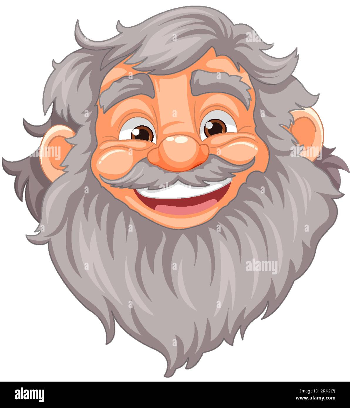 A cheerful vector illustration of an elderly man with a beard and ...
