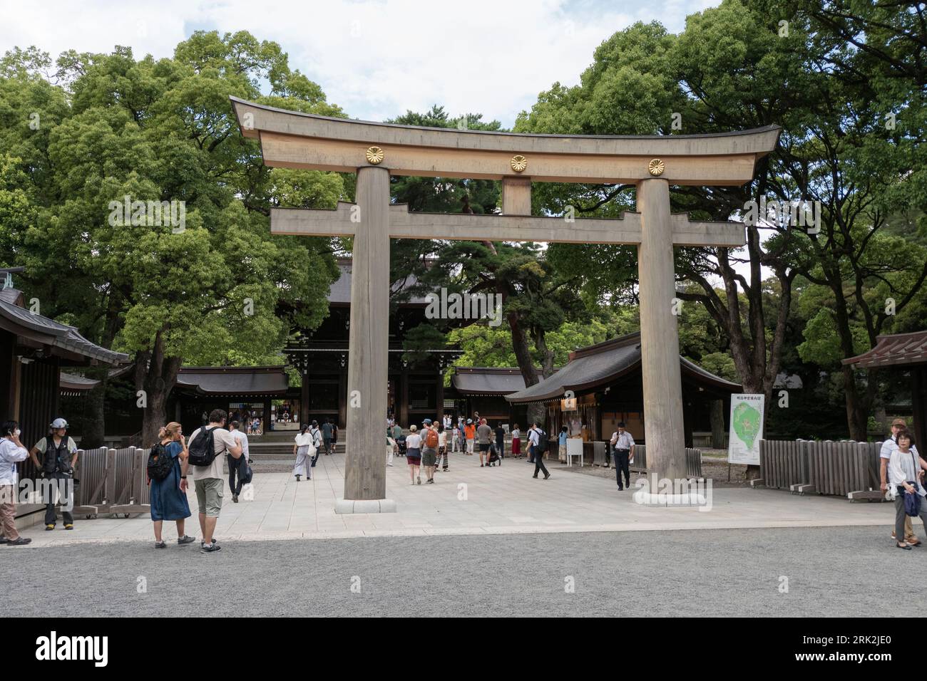 Torii Gate at MeijiJingu shrine in Tokyo, Japan, a famous Shinto