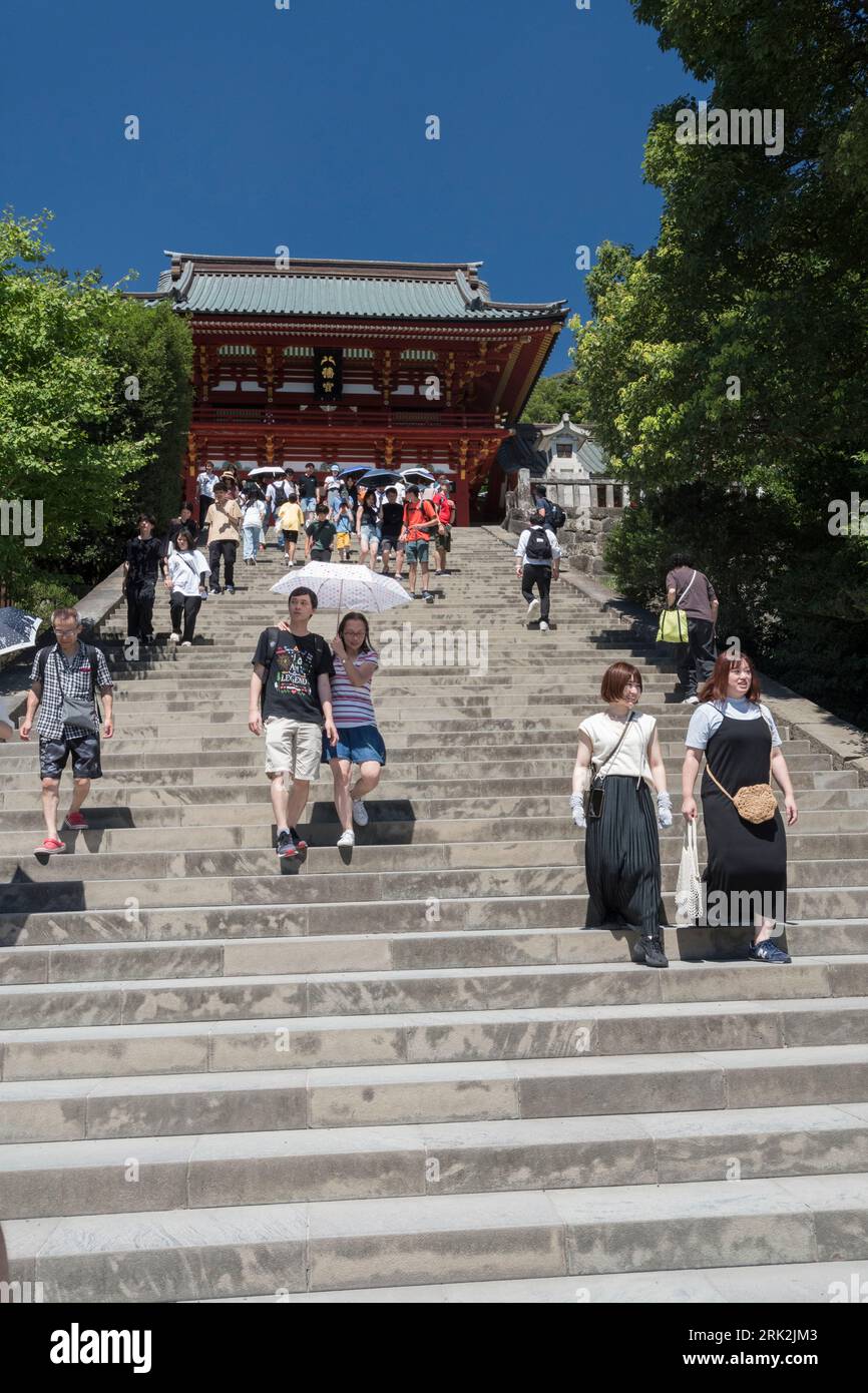 Tsurugaoka Hachimangū, the most important Shinto shrine in the Japanese city of Kamakura, also served as a Buddhist temple for much of its history. Stock Photo