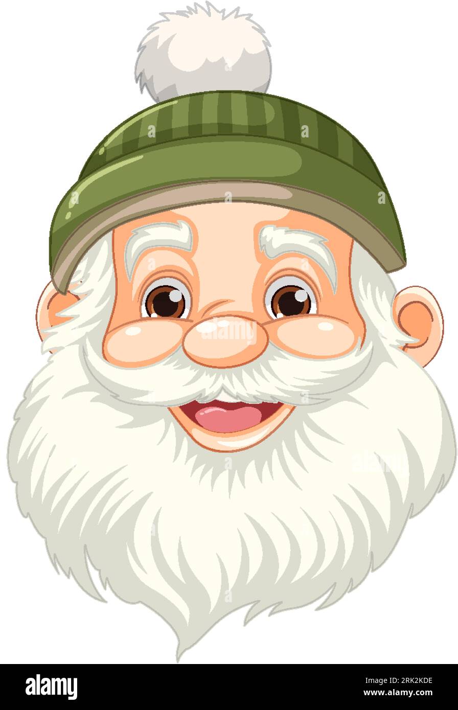A cheerful cartoon illustration of an elderly man with a beard, wearing ...