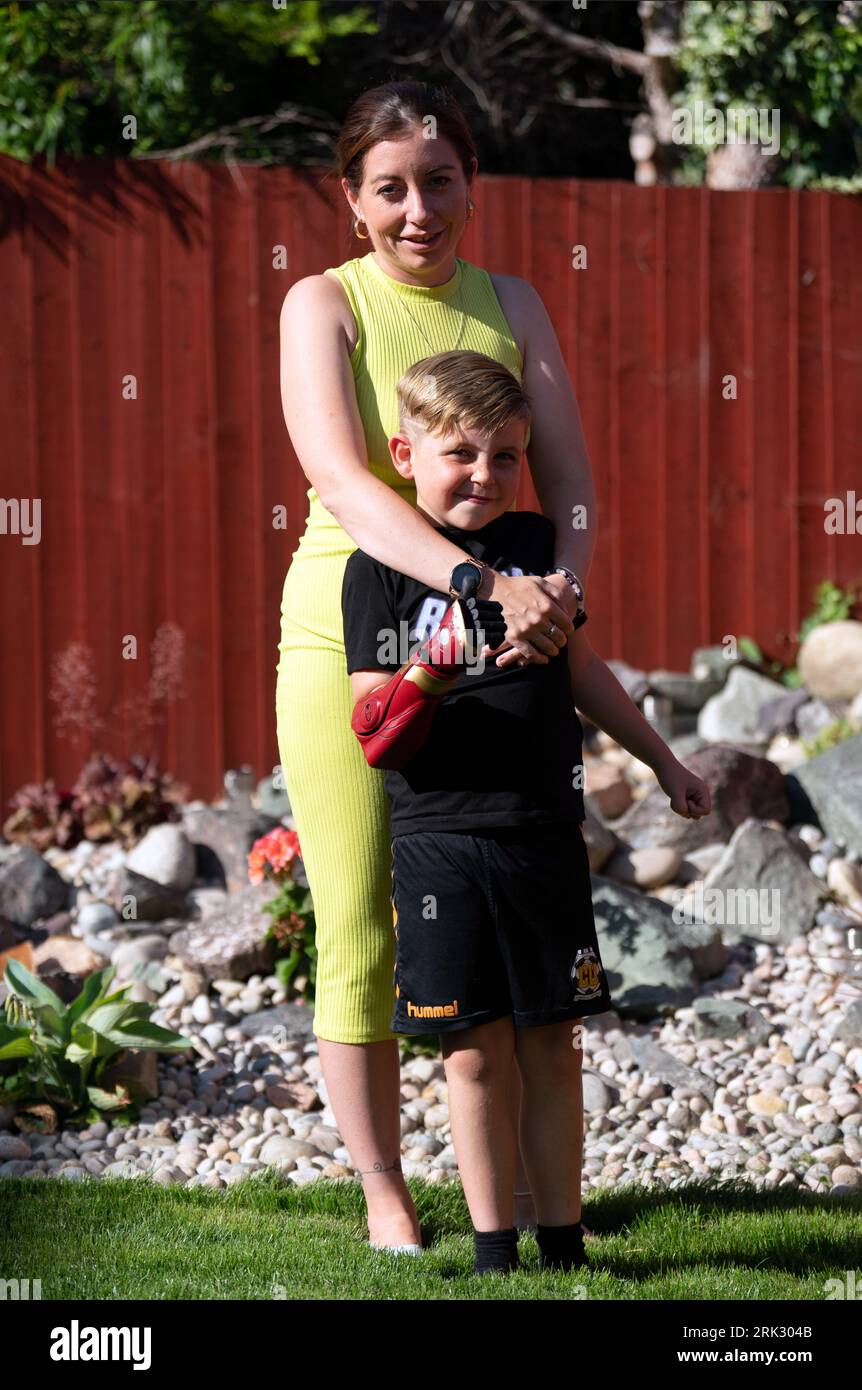 Hannah Morgan with her son Louie Morgan-Kemp, seven, who was born ...