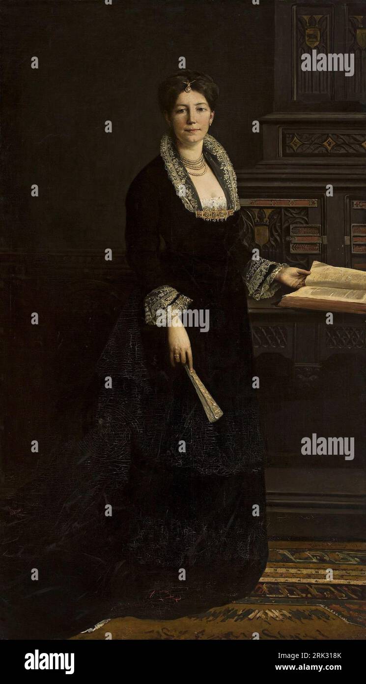 Portrait of a lady in medieval costume. 1879 by Tadeusz Ajdukiewicz ...