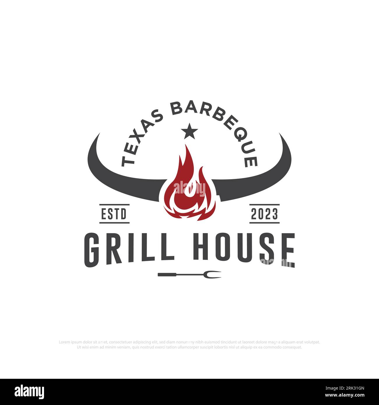 Texas Grill house logo design vector, retro grill house and bar or