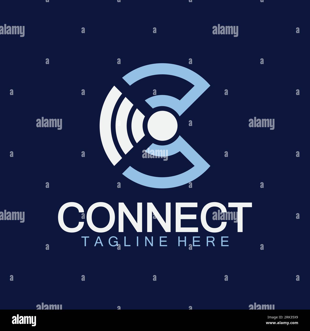 Letter c connection logo with signal design vector illustration Stock ...