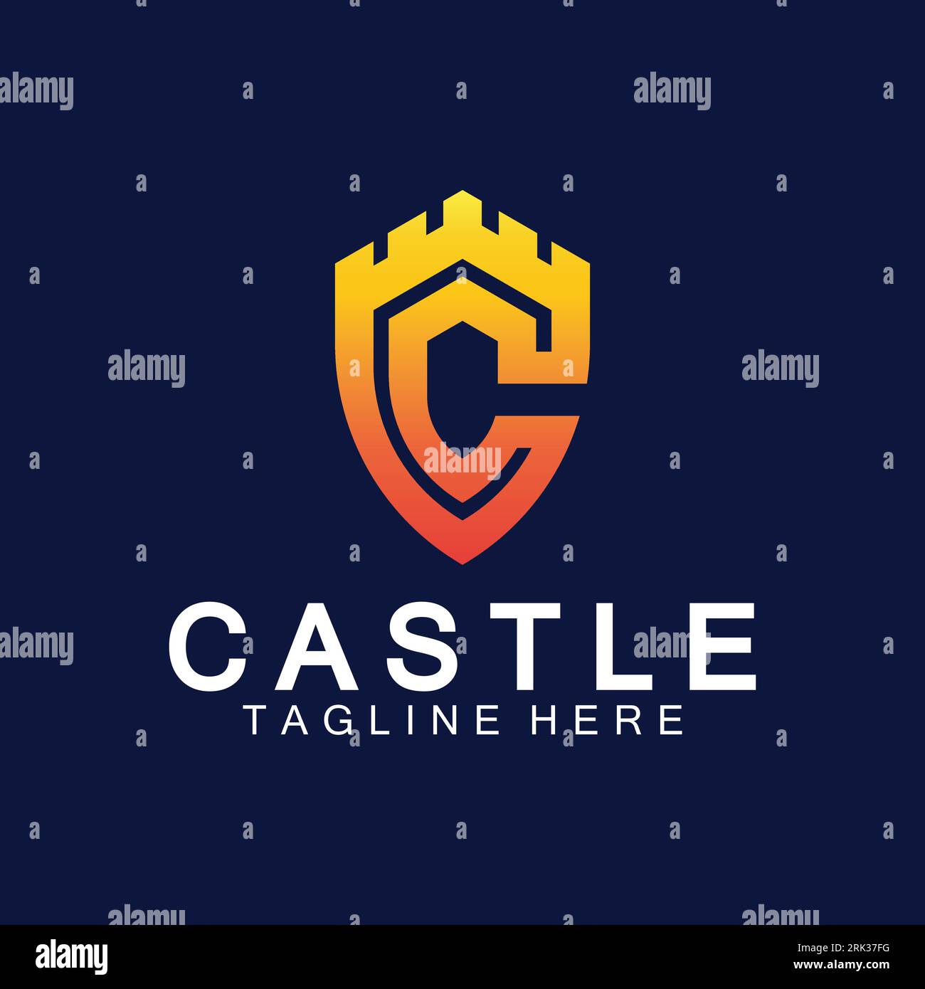 Letter c castle logo icon design template Stock Vector