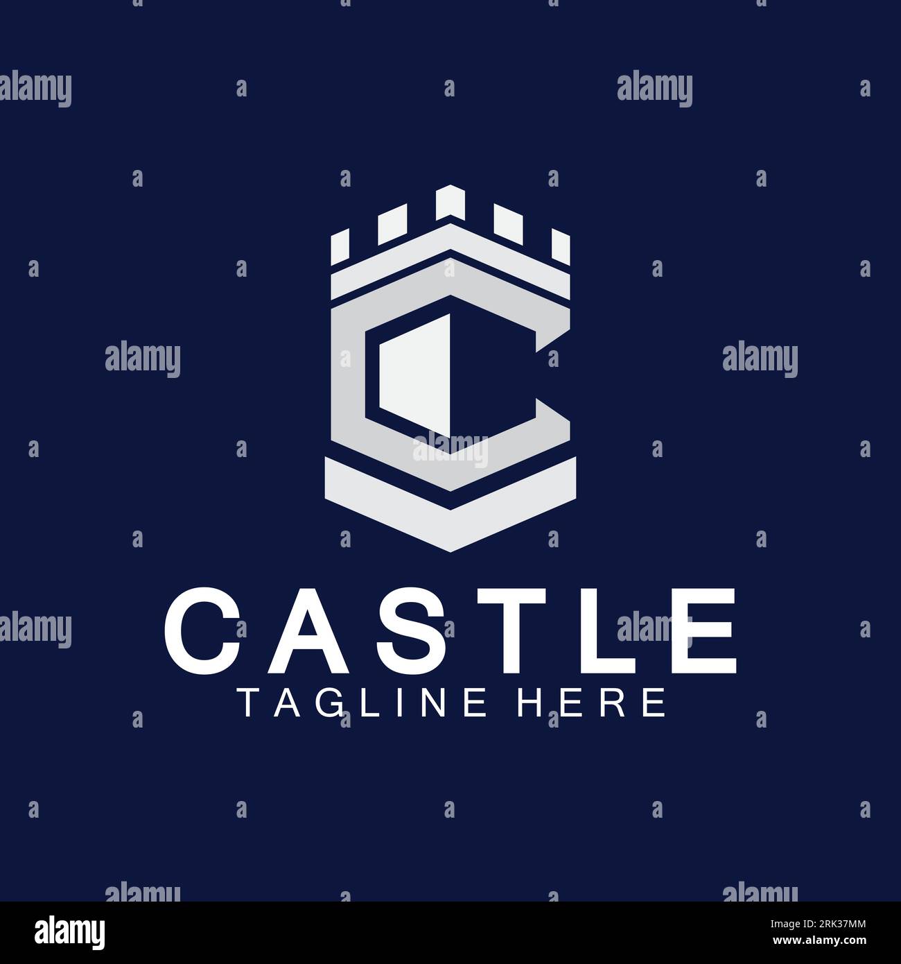 Letter c castle logo icon design template Stock Vector