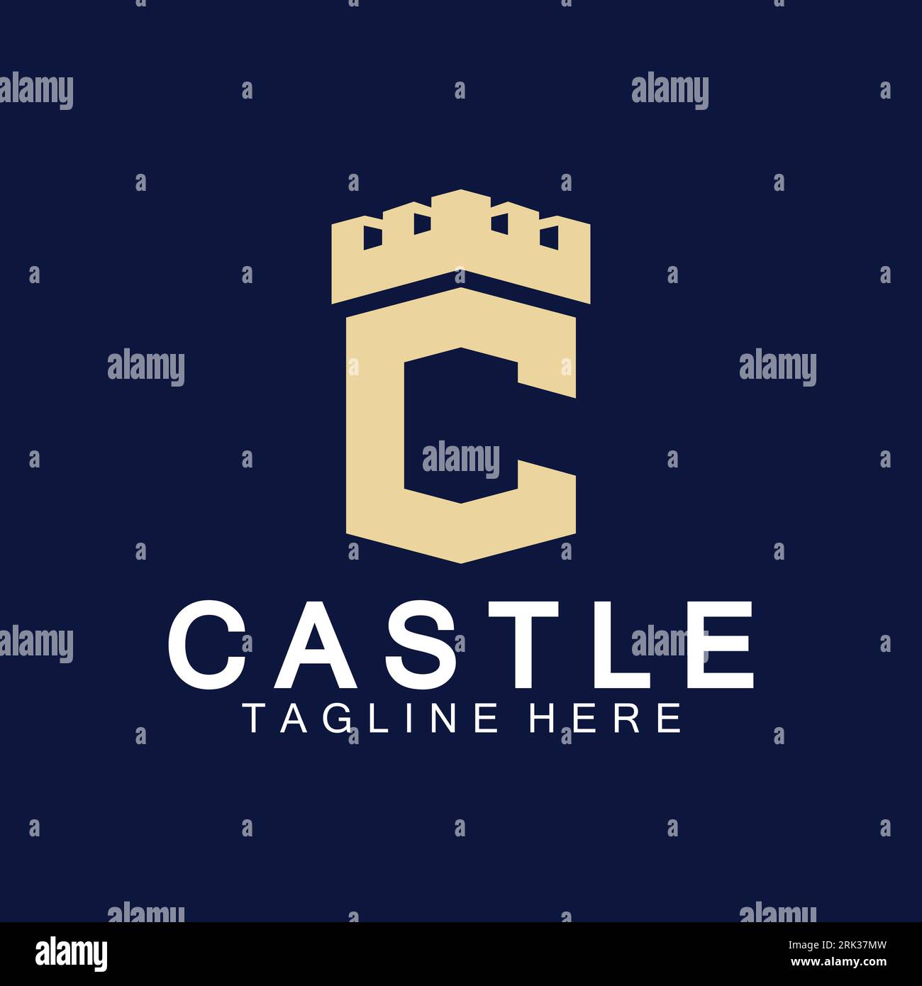 Letter c castle logo icon design template Stock Vector