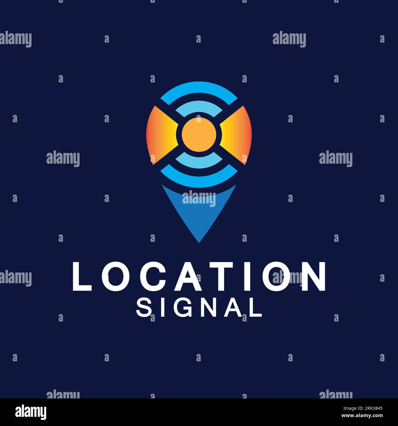 Pointer map with wifi signal location connection icons logo