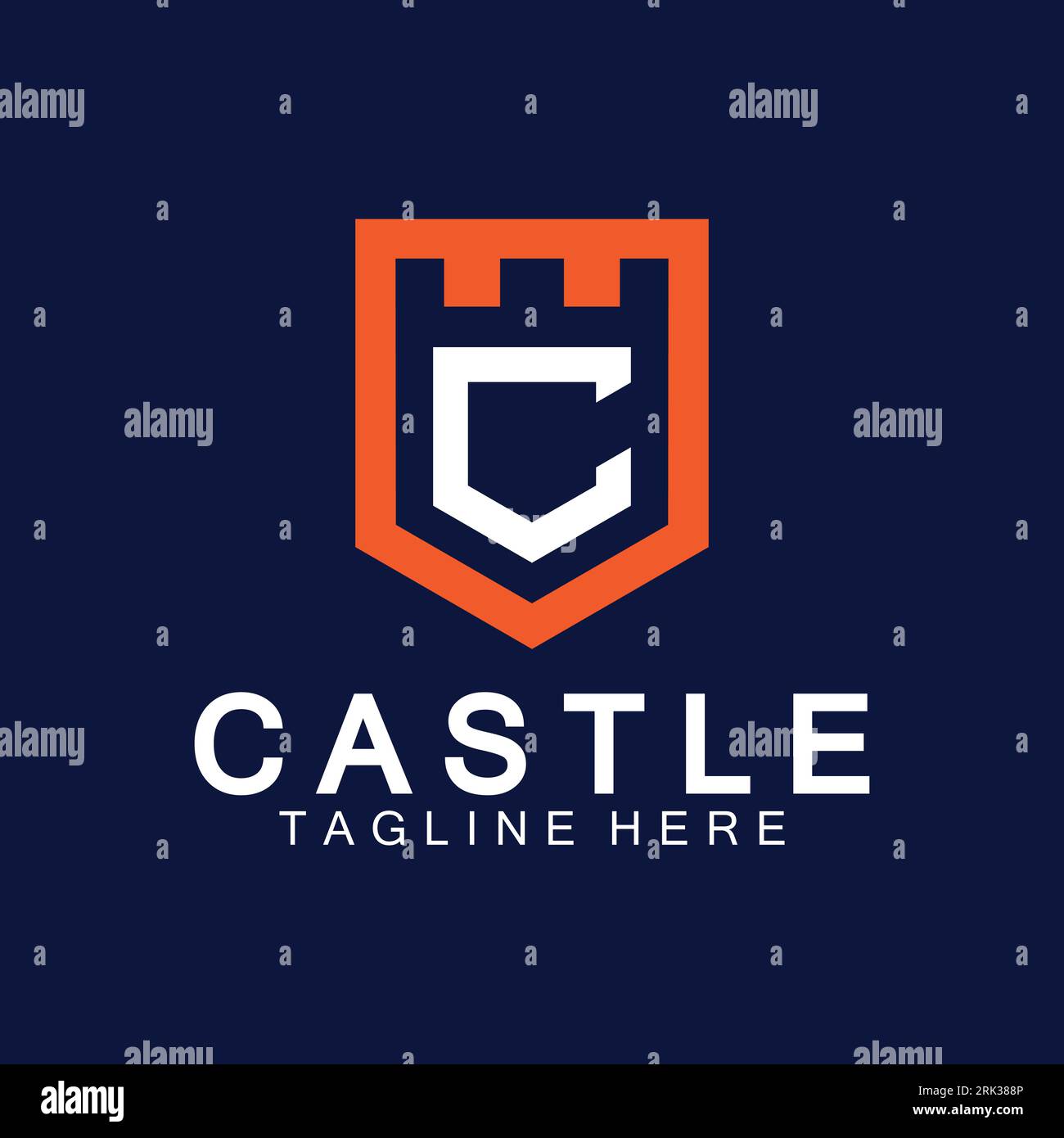 Letter c castle logo icon design template Stock Vector