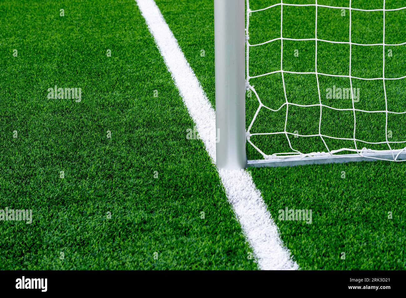 Hockey field, soccer, american football, lacrosse gate detail background over green grass. Horizontal sport poster, greeting cards, headers, website Stock Photo