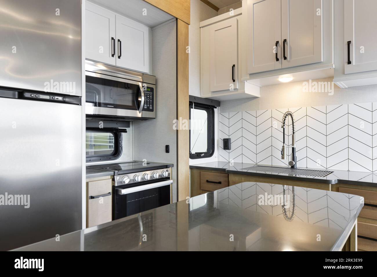 2022 Raptor 352 model RV interior kitchen Stock Photo