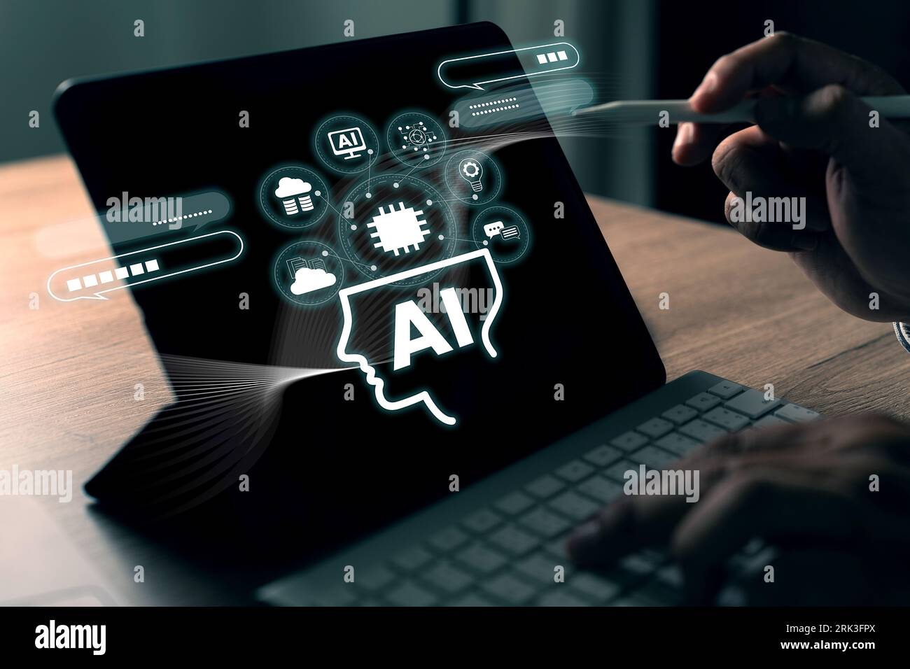 Big data artificial intelligence ai machine learning hi-res stock ...