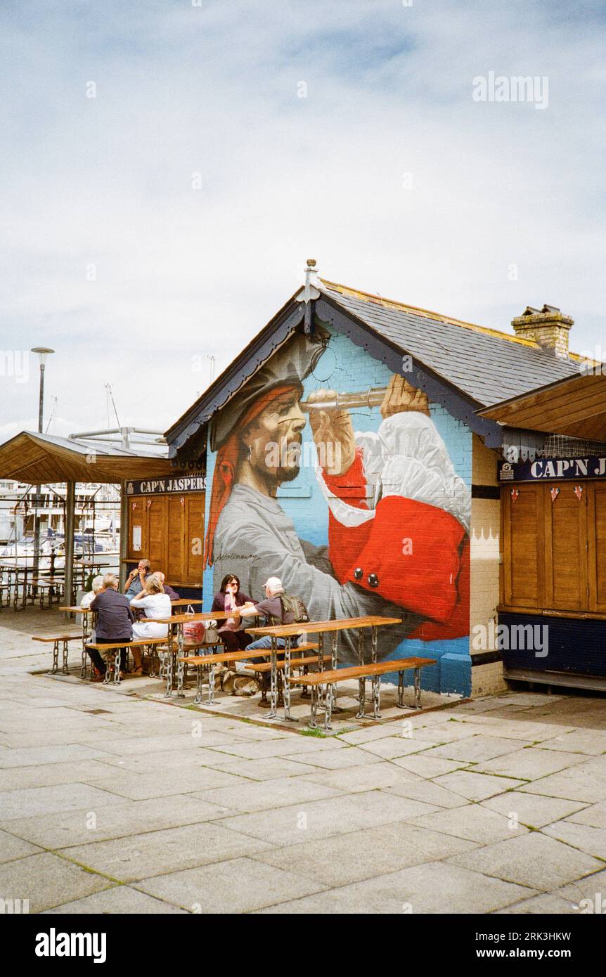 Cap'n Jaspers café, Sutton Harbour, Barbican, Plymouth, Devon, UK Stock