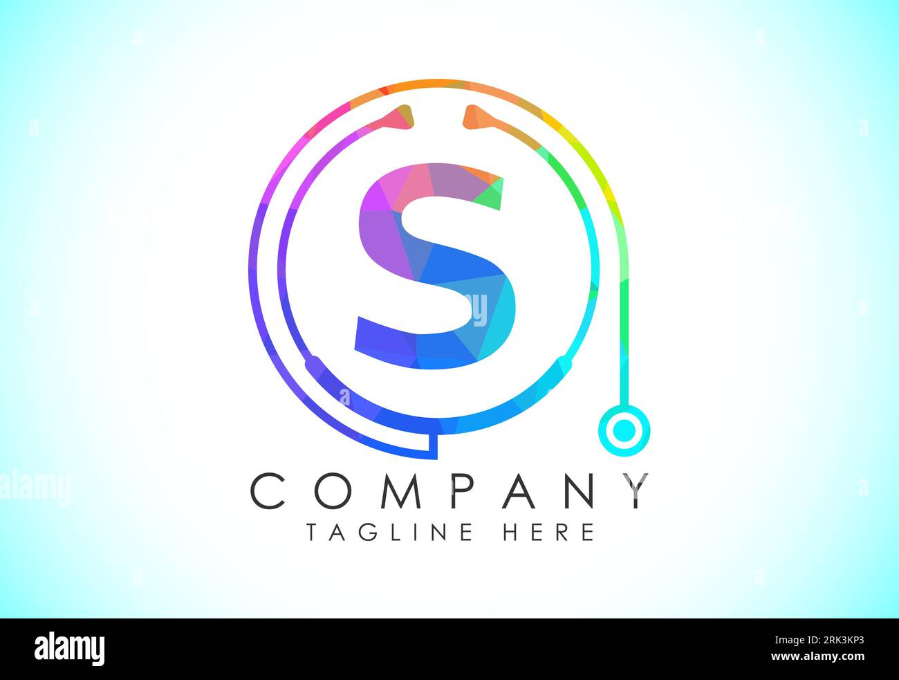 Initial English alphabet with doctor stethoscope. Vector stethoscope