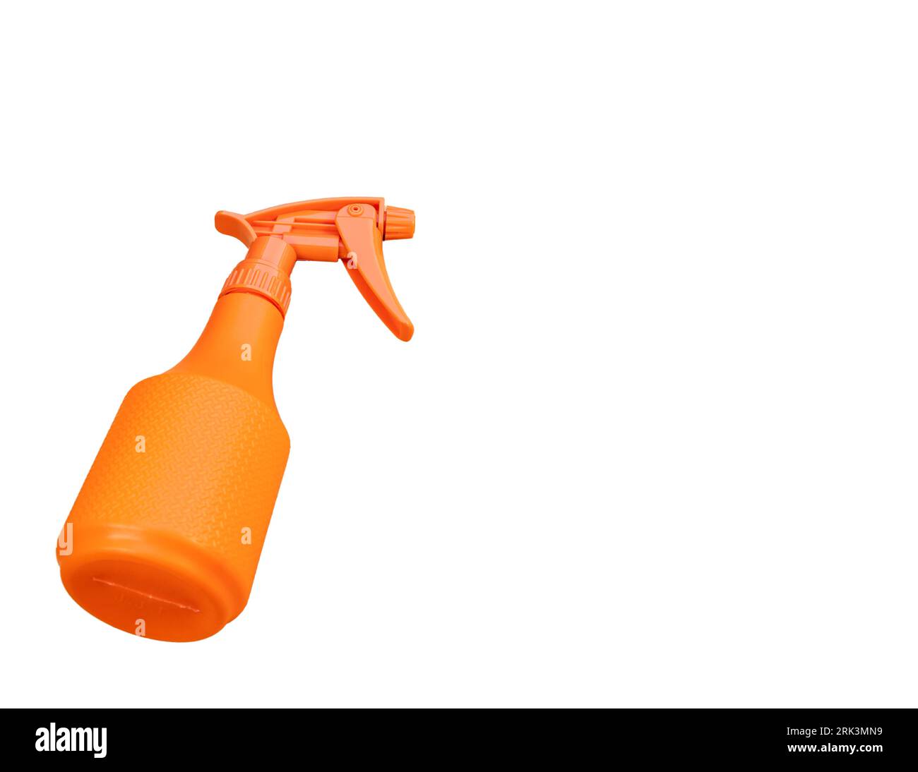 Orange sprayer bottle isolated on white background Stock Photo
